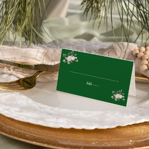 Winter Floral   Green Wedding Place Card