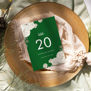 Winter Floral   Green Wedding Table Numbers