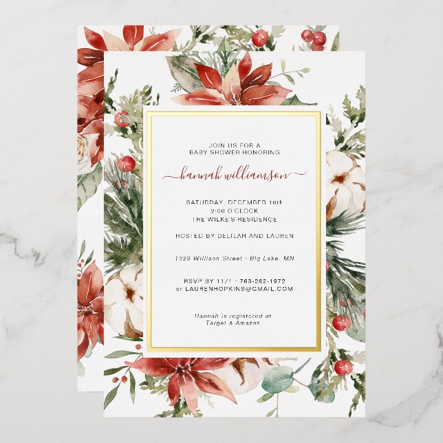 Winter Floral Greenery | Christmas Baby Shower (Front/Back)