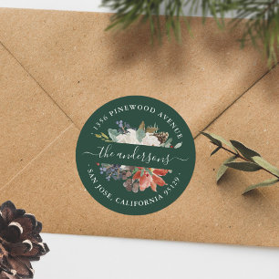 Winter Floral Holiday Address Envelope Seal