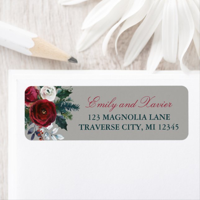 Winter Floral Holiday Christmas December Address (Insitu)