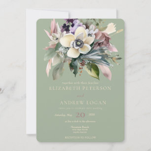 Winter Floral Holiday Wedding Invitation