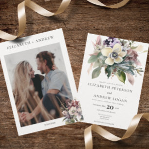 Winter Floral Holiday Wedding Invitation