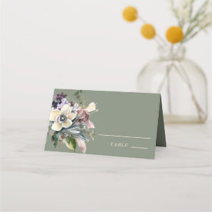 Winter Floral Holiday Wedding Place Card