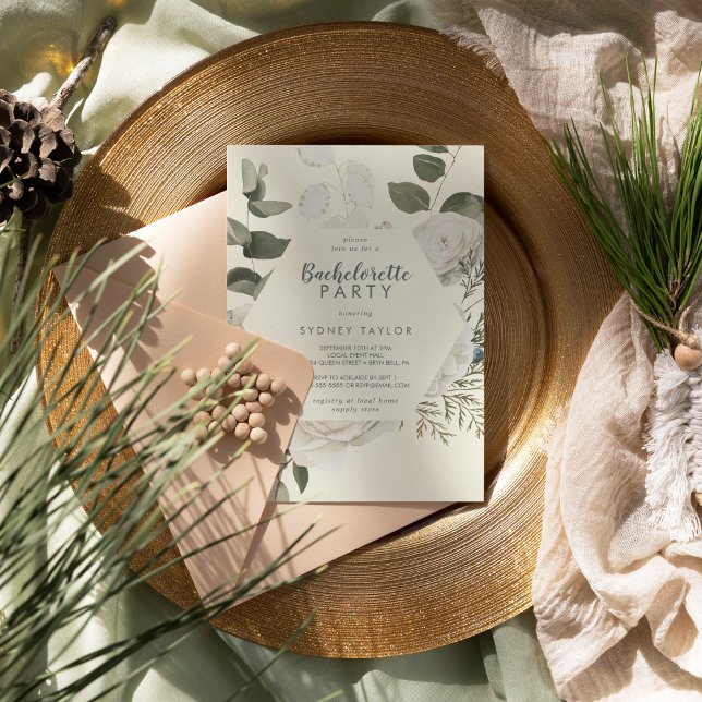 Winter Floral | Ivory Bachelorette Party  Invitation (Creator Uploaded)