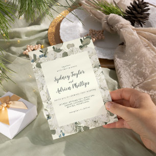 Winter Floral   Ivory Casual Wedding Invitation