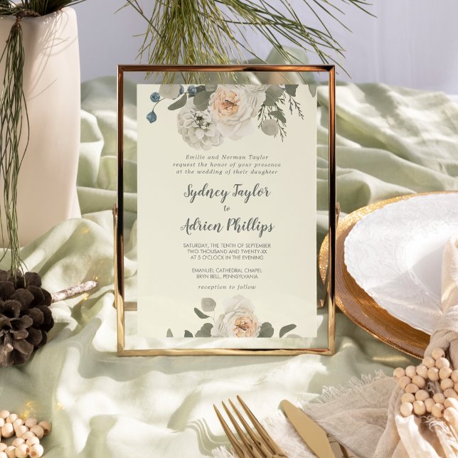 Winter Floral | Ivory Formal Wedding Invitation (Creator Uploaded)