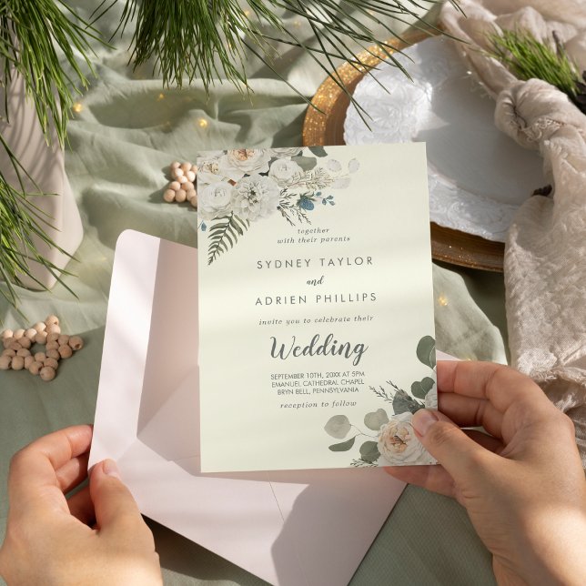 Winter Floral | Ivory Informal Wedding Invitation (Creator Uploaded)