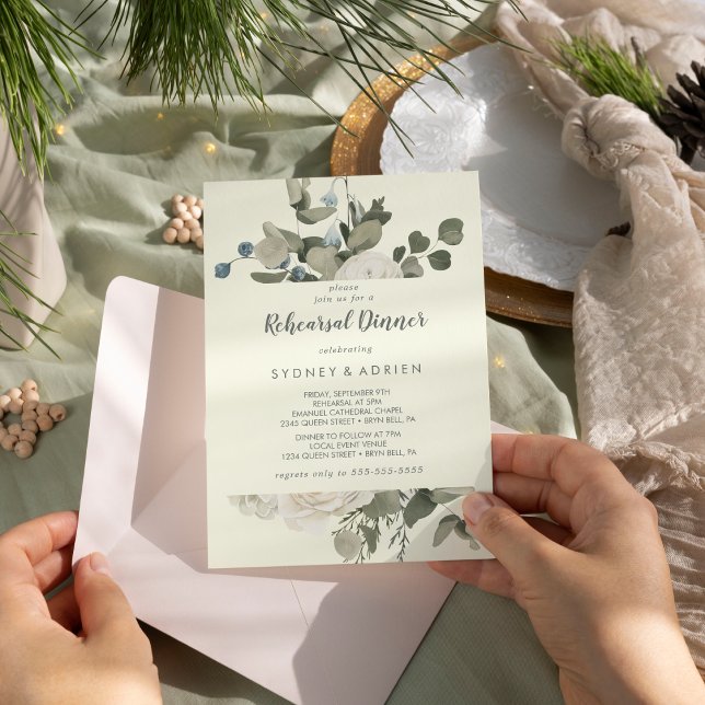 Winter Floral | Ivory Rehearsal Dinner Invitation (Creator Uploaded)
