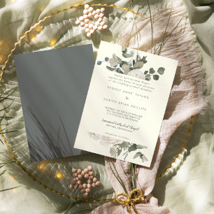 Winter Floral Ivory Traditional Wedding Invitation