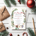 Winter Floral Merry Little Christmas Party Invitation<br><div class="desc">Winter Floral Merry Little Christmas Party Invitation</div>