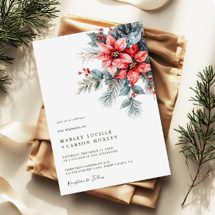 Winter Floral Modern Christmas Holiday Wedding Invitation