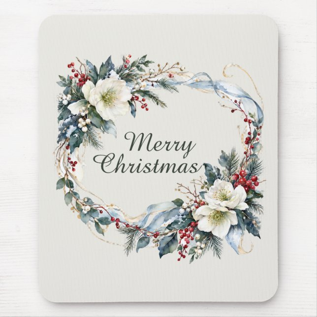 Winter Floral Mouse Pad (Front)