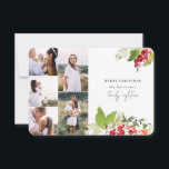 winter floral multi photo christmas card<br><div class="desc">watercolor floral leaves with space for 5 images. Part of a collection.</div>