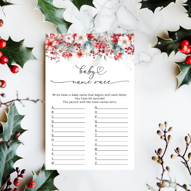 Winter Floral Name Race Baby Shower Game (Creator Uploaded)