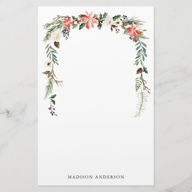 Winter Floral | Personalised Holiday Stationery (Front)