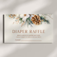 Winter Floral Pine Tree Baby Shower Diaper Raffle