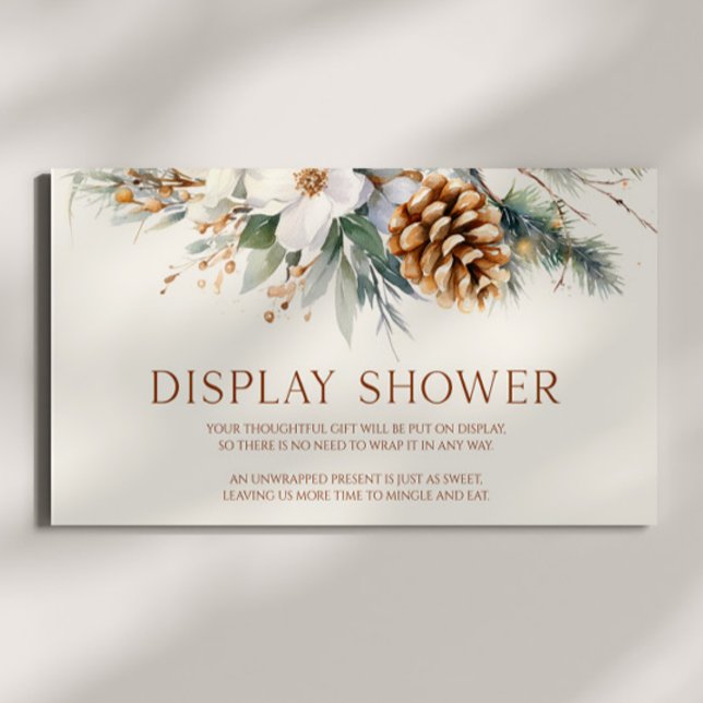 Winter Floral Pine Tree Baby Shower Display Shower Enclosure Card (Creator Uploaded)