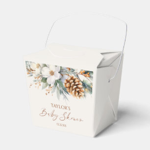 Winter Floral Pine Tree Baby Shower Favour Box