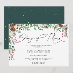 Winter Floral   Postponed Wedding Announcement