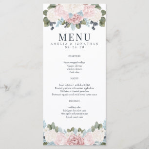 Winter Floral Rustic Wedding Menu