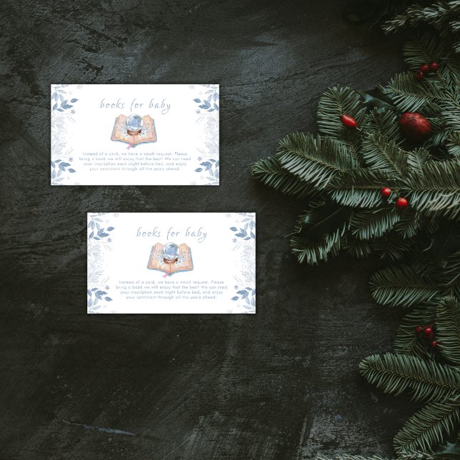 Winter Floral Snowball Books For Baby Shower  Enclosure Card (Winter Floral Snowball Books For Baby Shower Enclosure Card)