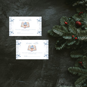 Winter Floral Snowball Diaper Raffle Baby Shower Enclosure Card