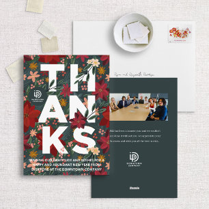 Winter Floral Thanks Business Holiday Card