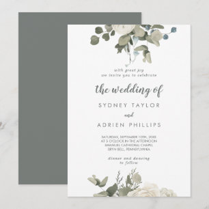 Winter Floral The Wedding Of Invitation