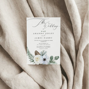 Winter Floral Watercolor Wedding Party Invitation
