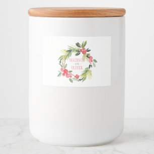 Winter Floral Watercolor Wreath    Wedding Food Label