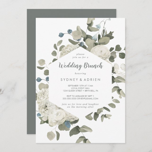 Winter Floral Wedding Brunch Invitation (Front/Back)