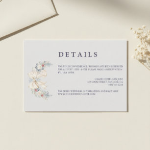 Winter Floral Wedding Details Enclosure Card