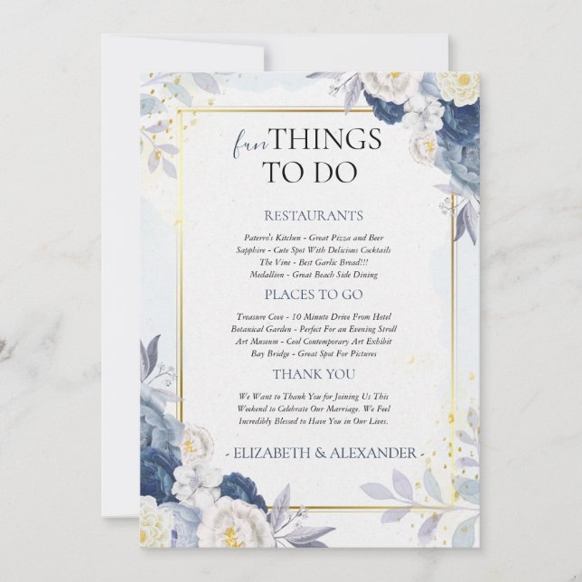 Winter Floral Wedding Welcome Letter & Itinerary Invitation (Front)