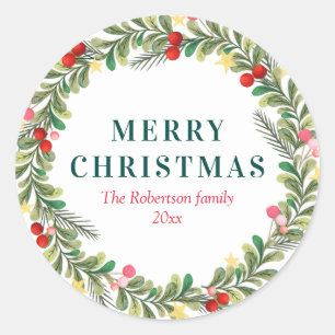 Winter floral wreath christmas holiday sticker