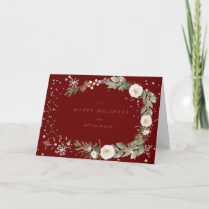 winter floral wreath holiday greeting card