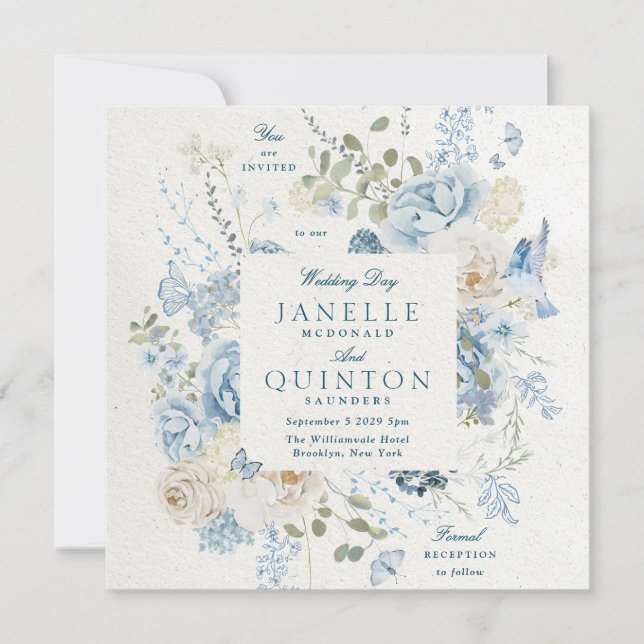 Winter Florals Cotswold Romantic Square Wedding Invitation (Front)