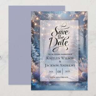 Winter Florals in Frosted Pines Wedding Save The Date
