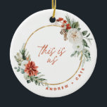 Winter Florals Just Married Photo Ornament<br><div class="desc">Winter Florals Just Married Photo Ornament</div>