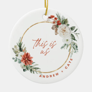 Winter Florals Just Married Photo Ornament
