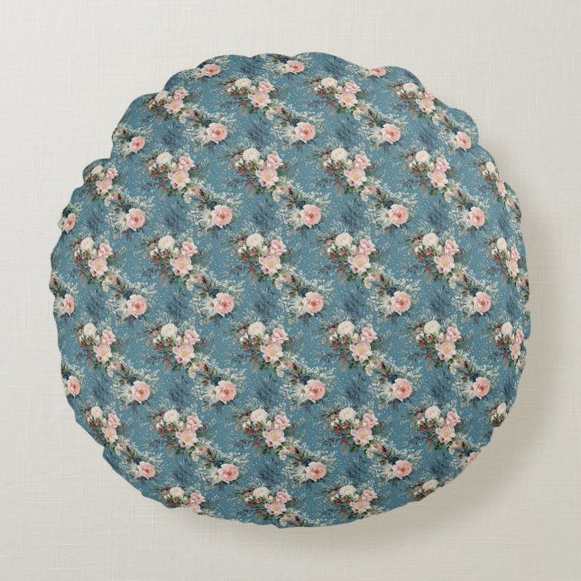 Winter Florals Round Cushion (Front)