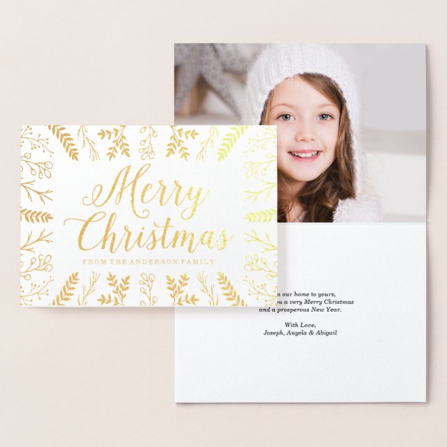 Winter Flourish | Gold Foil Holiday Photo Card (Display)