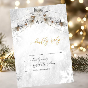 Winter Flower Pinecones  Wedding RSVP Invitation