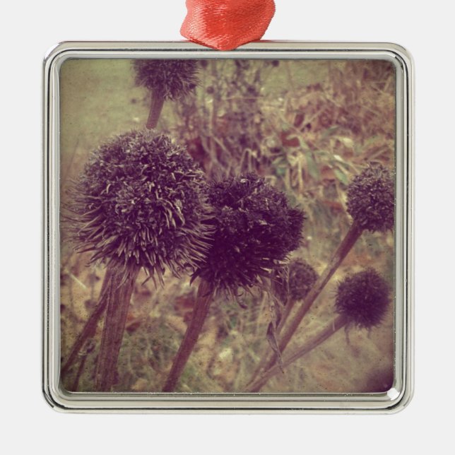 Winter Flower Seedpods Metal Tree Decoration (Front)