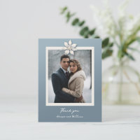 Winter flower wedding photo thank you