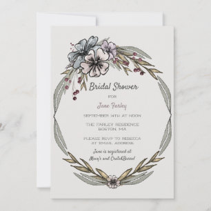Winter Flowers Bridal Shower Invitation