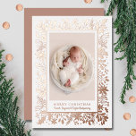 Winter Flowers Christmas Photo<br><div class="desc">A beautiful border of winter flowers and greenery in real foil highlights your favourite photo on these holiday greeting cards. Merry Christmas and your names on the bottom in your choice of silver,  gold or rose gold real foil. Select High Definition for best photo quality.</div>