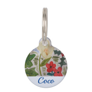Winter Flowers & Holly Pet Tag