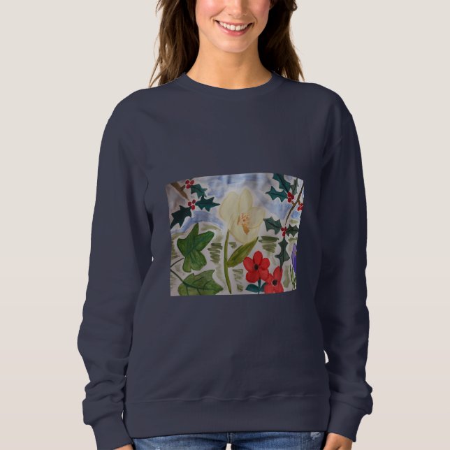 Winter Flowers & Holly Sweatshirt (Front)
