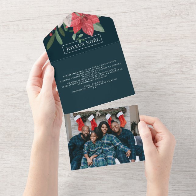 Winter Flowers Joyeux Noël Elegant Christmas Card (Tearaway)